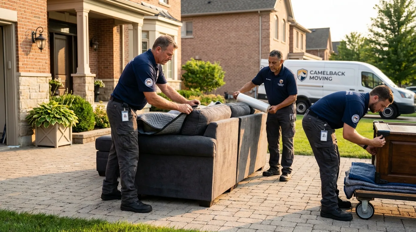 Large estate moving crew wrapping furniture in Yutan, NE